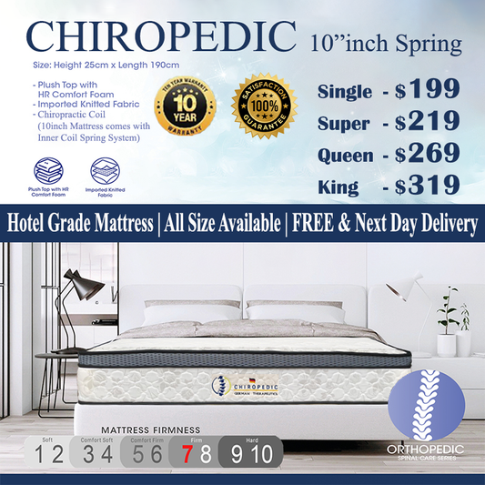 Chiropedic - Plush-Top 10"inch Knitted Fabric Chiropractic Coil Spring System Mattress